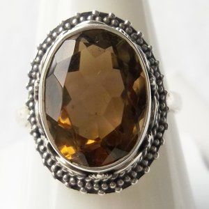 A smoky topaz gemstone ring,925 silver, size 9, solitaire, promise ring